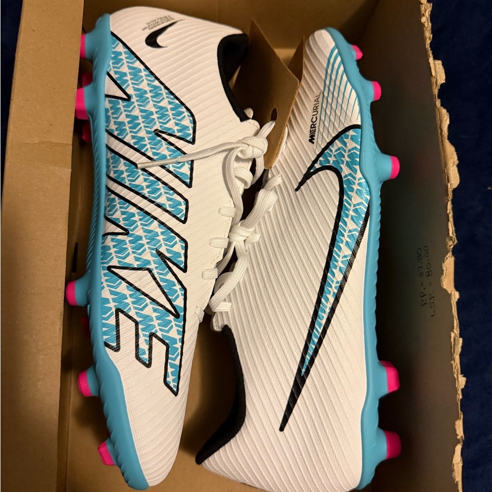 Nike Kids Mercurial Sneakers - White, Blue, and Pink